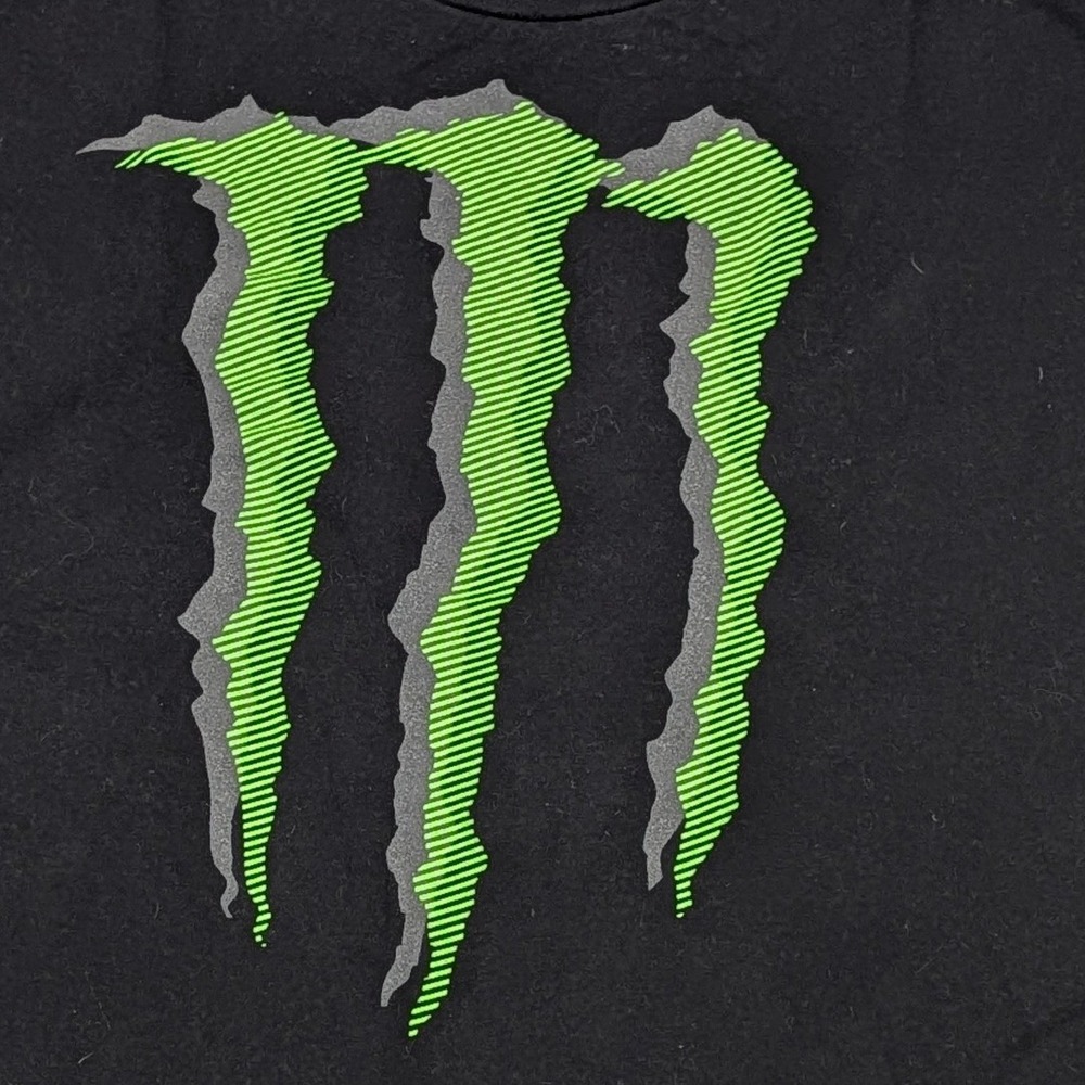 Monster Energy Men's XXL Black Graphic T-Shirt Green Grey Claw Logo Cotton Tee
